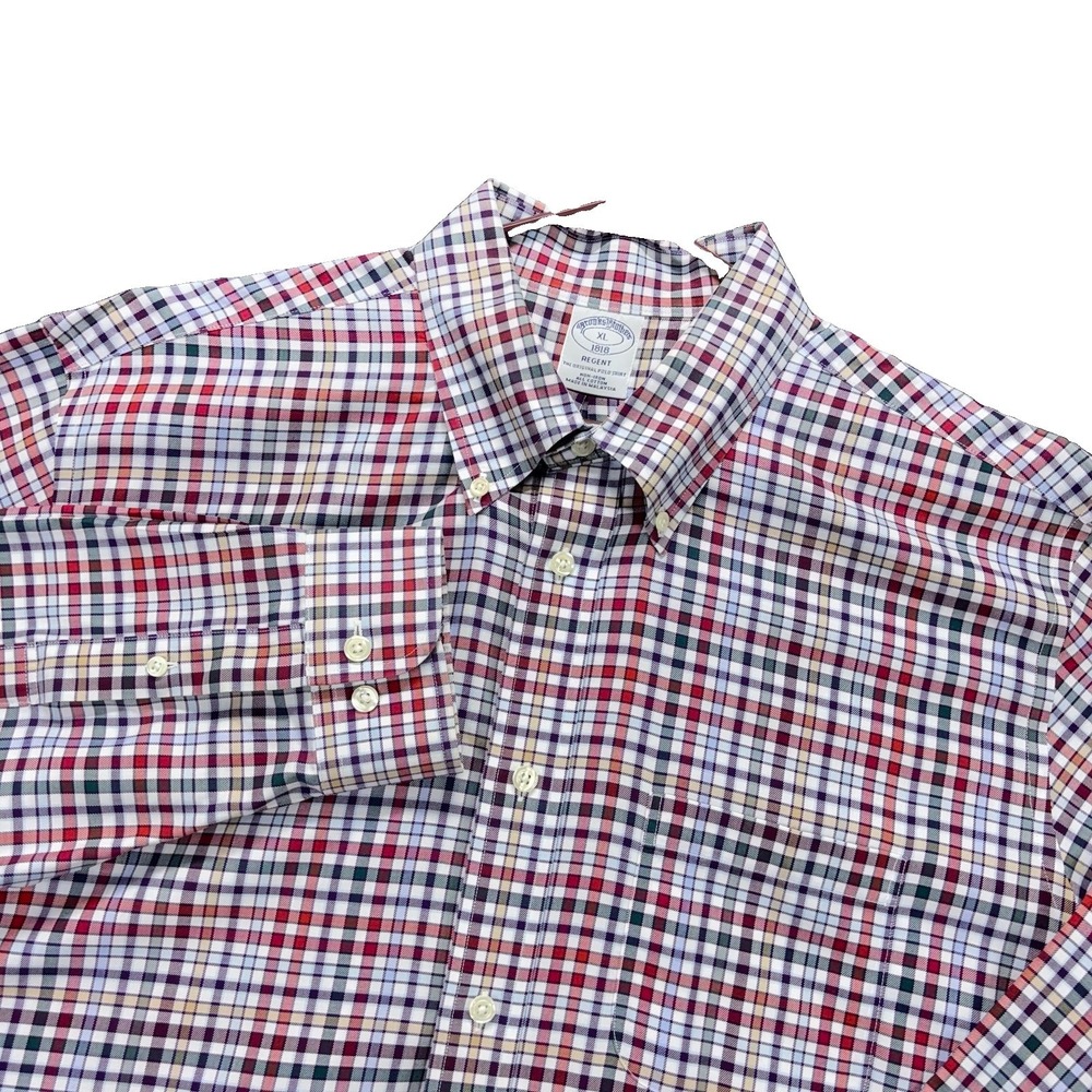 Brooks Brothers Regent Shirt Mens XL Non-Iron Multicolor Plaid Button-Down OCBD